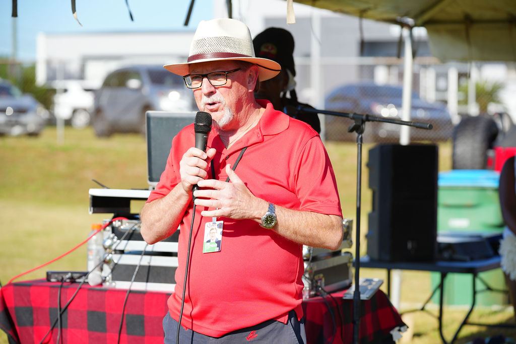 Awards ceremony under the tent at the 2026 run